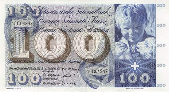 Schweiz 100 Franken 1957